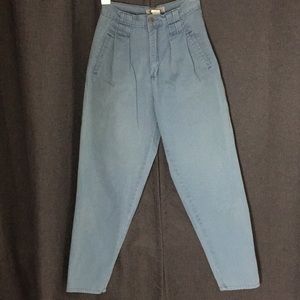 Vintage Bonjour Blue Skinny Mom Jeans